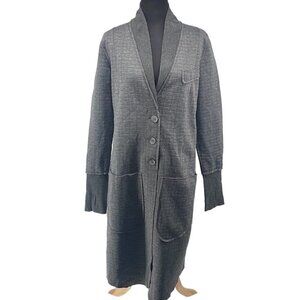 REBECCA King grey long cardigan Shacket thumbholes minimalist career casual sz m